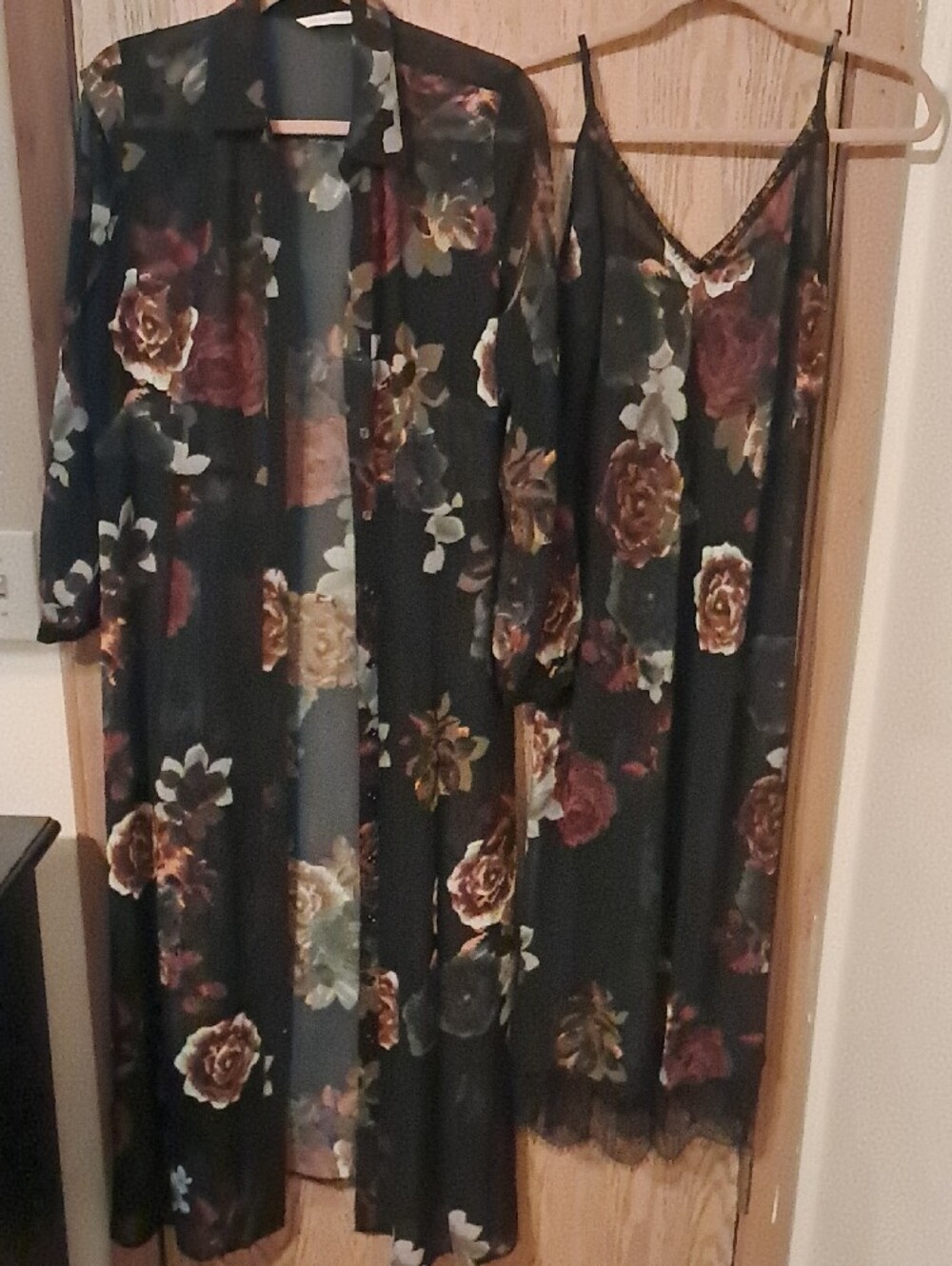 Soft Surroundings Black Floral Maxi Dress with Matching Duster - Picture 2 of 5